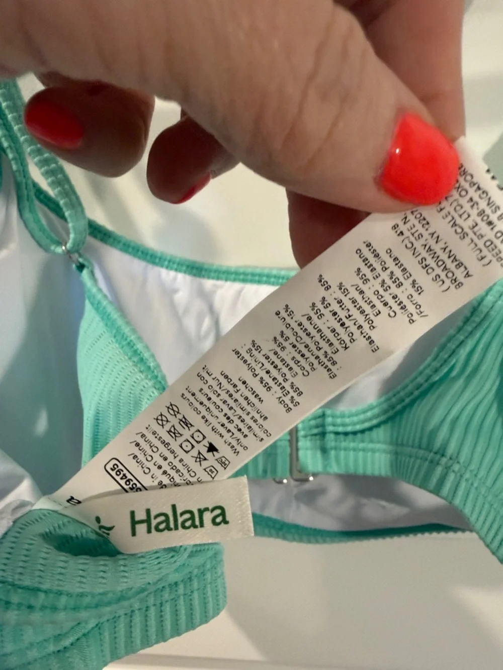 Halara Ribbed Bikini Top & Crossover Bottom Swim Sunshine Green Size large NWT - Picture 6 of 6